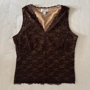 Kathleen Kirkwood Y2K Brown Lace Medium Tank Top